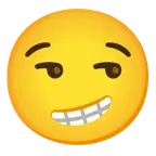 beaming face with smiling eyes + smirking face