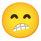 beaming face with smiling eyes + confused face