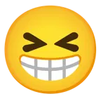 beaming face with smiling eyes + confounded face