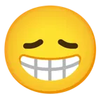 beaming face with smiling eyes + disappointed face