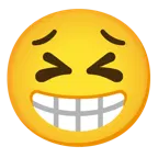 beaming face with smiling eyes + persevering face