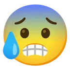 beaming face with smiling eyes + anxious face with sweat