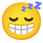 beaming face with smiling eyes + sleeping face