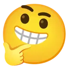 beaming face with smiling eyes + thinking face