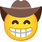 beaming face with smiling eyes + cowboy hat face