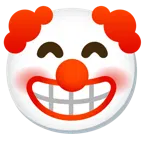 beaming face with smiling eyes + clown face