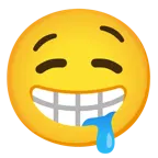 beaming face with smiling eyes + drooling face