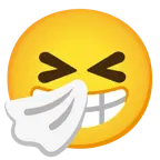 beaming face with smiling eyes + sneezing face