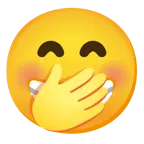 beaming face with smiling eyes + face with hand over mouth