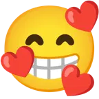 beaming face with smiling eyes + smiling face with hearts