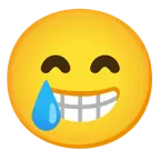 beaming face with smiling eyes + smiling face with tear