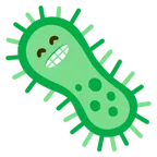 beaming face with smiling eyes + microbe