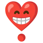 beaming face with smiling eyes + heart exclamation