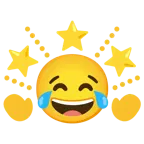 face with tears of joy + glowing star