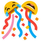 기쁨의 눈물을 흘리는 얼굴 + 박 터트리기