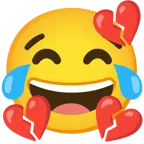 기쁨의 눈물을 흘리는 얼굴 + 깨진 하트