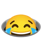 face with tears of joy + hole