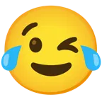기쁨의 눈물을 흘리는 얼굴 + 윙크하는 얼굴