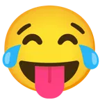 기쁨의 눈물을 흘리는 얼굴 + 윙크하면서 혀를 내민 얼굴
