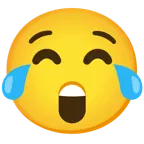 기쁨의 눈물을 흘리는 얼굴 + 깜짝 놀란 얼굴