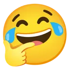 기쁨의 눈물을 흘리는 얼굴 + 생각하는 얼굴