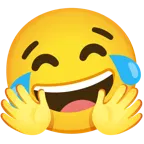 기쁨의 눈물을 흘리는 얼굴 + 포옹하고 있는 얼굴