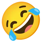 기쁨의 눈물을 흘리는 얼굴 + 바닥을 구르며 웃는 얼굴