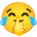 기쁨의 눈물을 흘리는 얼굴 + 쉿 하는 얼굴