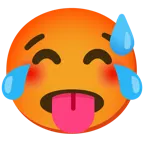 기쁨의 눈물을 흘리는 얼굴 + 더운 얼굴