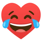 기쁨의 눈물을 흘리는 얼굴 + 하트
