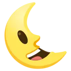 grinning face with big eyes + last quarter moon face