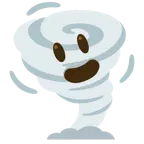 grinning face with big eyes + tornado
