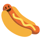 grinning face with big eyes + hot dog