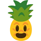 grinning face with big eyes + pineapple
