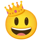 grinning face with big eyes + crown