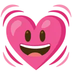 grinning face with big eyes + beating heart