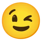 grinning face with big eyes + winking face
