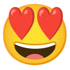 grinning face with big eyes + smiling face with heart-eyes