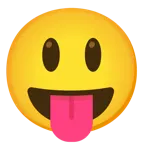 grinning face with big eyes + face with tongue