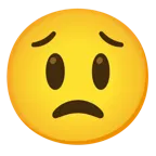 grinning face with big eyes + worried face