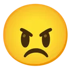 grinning face with big eyes + angry face