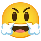 grinning face with big eyes + face with steam from nose