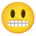 grinning face with big eyes + grimacing face