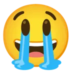 grinning face with big eyes + loudly crying face