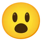 grinning face with big eyes + face with open mouth