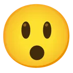 grinning face with big eyes + hushed face