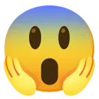grinning face with big eyes + face screaming in fear