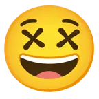 grinning face with big eyes + face with crossed-out eyes