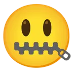 grinning face with big eyes + zipper-mouth face