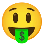 grinning face with big eyes + money-mouth face